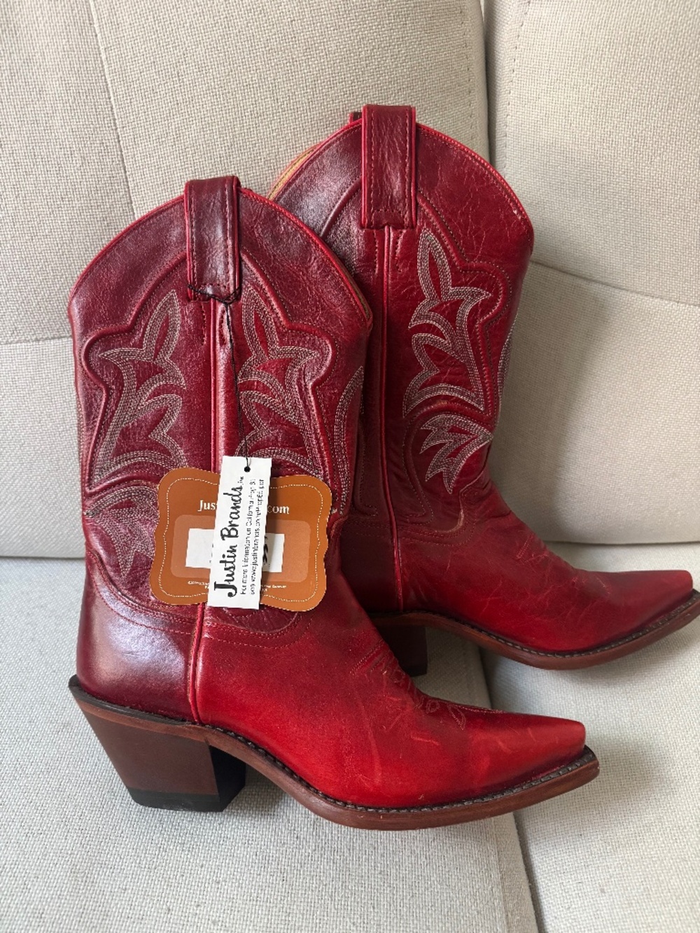 Justin red Leather cowboy boots